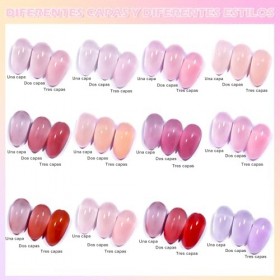 Clara Colors Jelly Gel Vernis à Ongles Ensemble, 12 PCS Sheer Gelée Vernis à Ongles Gel Neutre Nail Art Design Tendance Corée