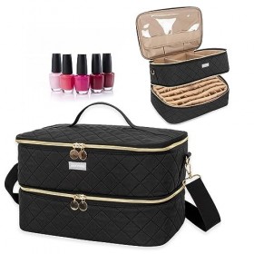Trousse de rangement pour vernis à ongles - Double couche - Peut contenir 54 flacons de vernis à ongles et 1 lampe à ongles L
