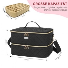Trousse de rangement pour vernis à ongles - Double couche - Peut contenir 54 flacons de vernis à ongles et 1 lampe à ongles L