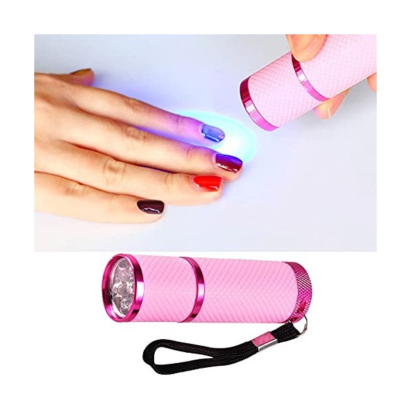 Mini lampe de poche pour vernis à ongles - Séchage à la lumière - Rose