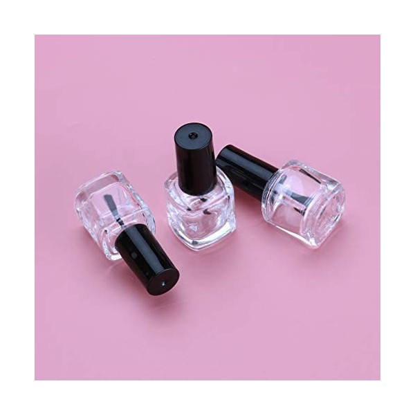 HEALLILY Lot de 15 flacons vides de 10 ml pour vernis à ongles avec bouchon pinceau - Flacons en verre transparent rechargeab