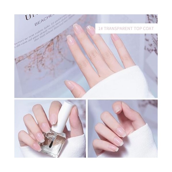 TBeautfave Vernis à ongles transparent, couche de finition avec une formule végétalienne, vernis à ongles à séchage rapide, v