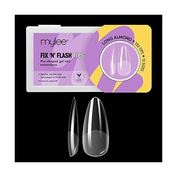 Mylee Capsules Fix & Flash Soft Gel Tips - Capsule Americaine de Gel Souple, Couverture Complète, Extensions dOngles en Gel,