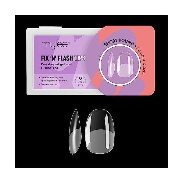 Mylee Capsules Fix & Flash Soft Gel Tips - Capsule Americaine de Gel Souple, Couverture Complète, Extensions dOngles en Gel,