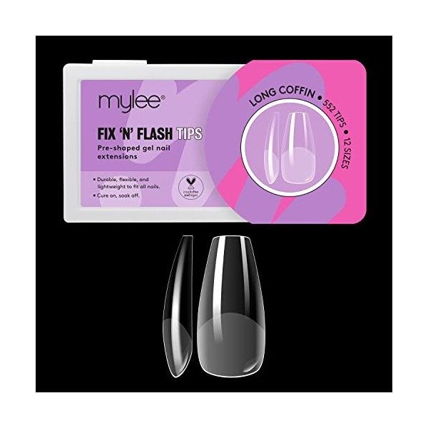 Mylee Capsules Fix & Flash Soft Gel Tips - Capsule Americaine de Gel Souple, Couverture Complète, Extensions dOngles en Gel,