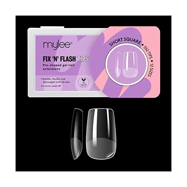 Mylee Capsules Fix & Flash Soft Gel Tips - Capsule Americaine de Gel Souple, Couverture Complète, Extensions dOngles en Gel,