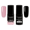 Sincero Salon- Fiber Base Coat Vernis Semi Permanent Natural Rose et Top Coat Semi Permanent Shiny INO - Vernis à Ongles Semi