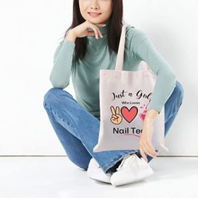 AKTAP Sac fourre-tout Nail Tech pour femme avec inscription « Just a Girl Who Loves Nail Tech » - Cadeau pour propriétaire de