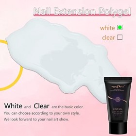 Poly Nail Lot de 2 tubes dextension de vernis à ongles en gel à paillettes Argenté 30 ml