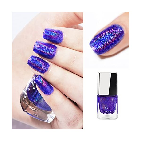 MEITREND Vernis à ongles holographique à paillettes avec effet sirène - Vernis à ongles longue durée polarisant - Séchage rap