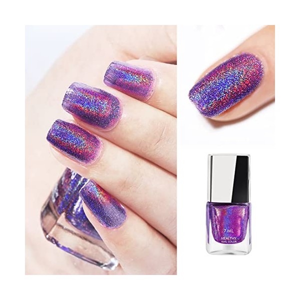 MEITREND Vernis à ongles holographique à paillettes avec effet sirène - Vernis à ongles longue durée polarisant - Séchage rap