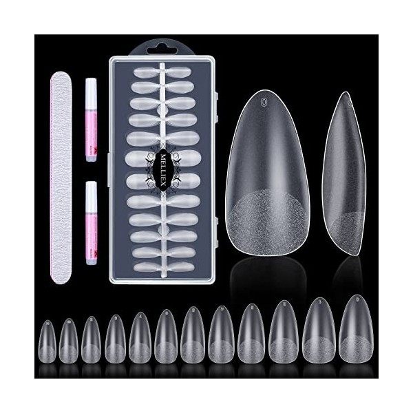 MELLIEX 240 Pièces Faux Ongles et Capsules 12 Tailles, Capsules Ongles en Acrylique French Faux Ongles Artificiel avec Boîte 