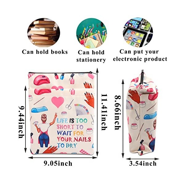 PLITI Nail Tech Book Sleeve Nail Technician Gift Life is Too Short to Wait for Your Nails to Dry Book Protector, Ongles pour 