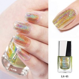Gireatick 4 Bouteilles de Vernis à Ongles Holographique, vernis à Ongles Longue Durée à Paillettes Laser Diamant 7ML Chaque B