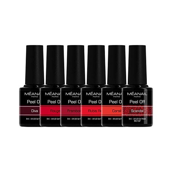 MEANAIL Paris - Coffret Manucure - Complet - Vernis Semi Permanent - Peel off - Lot de 6 Vernis à Ongles - Compatibles Lampe 