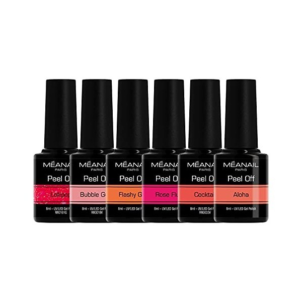 MEANAIL Paris - Coffret Manucure - Complet - Vernis Semi Permanent - Peel off - Lot de 6 Vernis à Ongles - Compatibles Lampe 