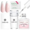 Saviland Kit Stamping Nail Art, Tampon Ongle Clair Grande Elasticité avec 2PCS de tampons en silicone professionel et 2 raclo