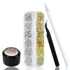 Lot de 1500 strass pour ongles – Cristaux pour ongles à dos plat en 6 tailles – Kit de strass pour nail art avec colle à ongl