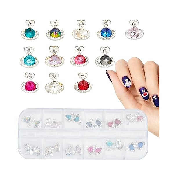 NICENEEDED 24 PCS Crystal Planet Nail Charms, Charme DArt DOngle en Alliage de Forme de Saturne de Luxe 3D, Décorations DO