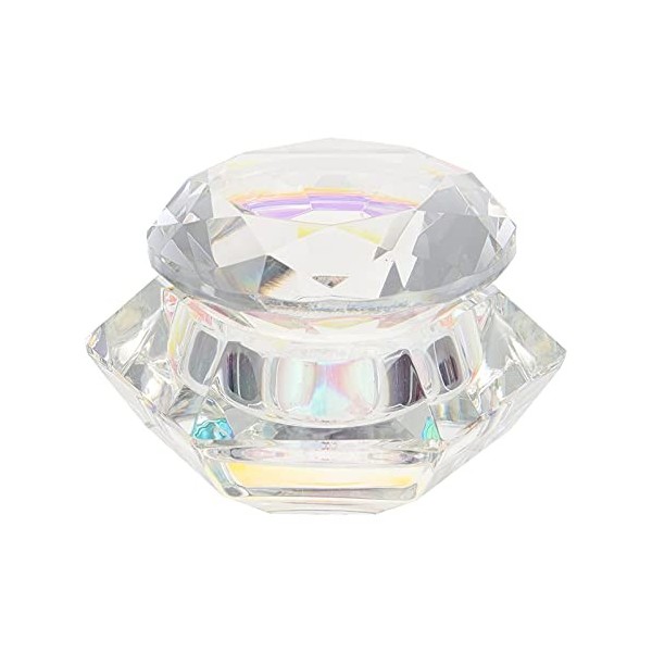 Minkissy Plat à ongles en forme de diamant avec couvercle pour poudre acrylique liquide blanc