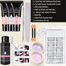 Kit dextension dongles, kit de construction dongles en gel, 3 couleurs, faux gel dextension avec solution glissante, kit 