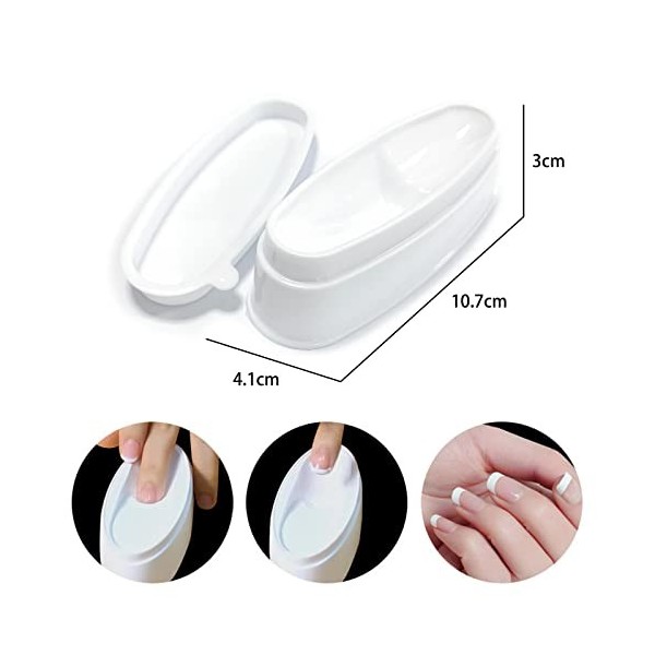 Jancosta Durable Easy French Dip Tray Boîte à poudre double usage pour ongles courts et prolongés Moulage pour ligne de souri