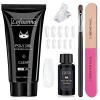 Poly Nail Kit avec Lamp Builder Poly Gel Nail Kit 4 couleurs 15ml Poly Nail Extension Kit avec Mini UV Nail Lamp Slip Solutio