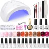 Kit Ongle Gel UV Complet 28PCS, Verni Semi Permanent 48W Lampe UV/LED Transparent 12Couleurs 3 Base et Top Coat, Automne Hive