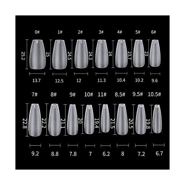 Faux Ongles Capsules Kit Manucure, 360 Pièces 15 Tailles Medium Cercueil Couverture Complète Résine Faux Ongles Capsule, Prot