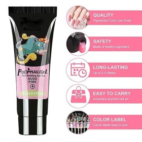 Kit de gel à ongles avec solution antidérapante, gel dextension dongles rose nude longue durée, kit de démarrage tout-en-un