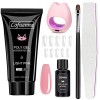 Lofuanna Kit Dextension Dongles en Poly Gel-30ML Deep Nu Gel Kit de Gel Poly avec lampe à ongles,brosse à ongles, kit de re