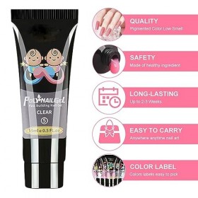 Kit dextension dongles en polygel transparent tout-en-un avec solution glissante, forme dongles et brosse à ongles, outils