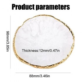 1 Pièce Ronde Résine Nail Art Palette Couleurs Mixtes Outil Plaque Irrégulier Bords Dorés Porte-Ongles Pour Maquillage Beauté