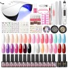 PEACECOLOR Kit Vernis Semi Permanent Complet UV LED Lampe 36W, 22 Couleurs Vernis Gel UV Semi Permanent avec Base et Top Coat