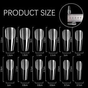 500 Pièces Faux Ongles Cercueil,Acrylique Faux Ongles,Capsules ongles,Bouts de Faux Ongles Mat Clairs,Faux Ongles de Ballerin