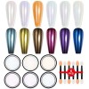 Saviland Kit de Poudre Chrome Ongle complet, 16 couleur Poudre de Effet Miroir Metallic avec Gel 3D Construction et Pinceaux 