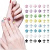 Kinretixia® Lot de 48 pendentifs en forme de croix en métal coloré pour ongles DIY gothique punk manucure accessoires mignons