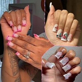 550 Pièces Faux Ongles Transparent, Français Capsule Ongle C Curve Acrylique Ongle, Demi-couverture Pattes De Canard Concepti