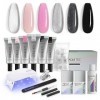 Kit de Gel à Ongles Poly, Aokitec Gel dExtension à Ongles Polygel DIY Kit dOngles en Acrylique, 6 Couleurs Vernis à Ongles 