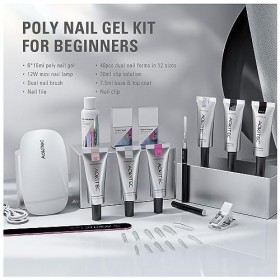 Kit de Gel à Ongles Poly, Aokitec Gel dExtension à Ongles Polygel DIY Kit dOngles en Acrylique, 6 Couleurs Vernis à Ongles 