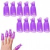 ASYKNM Capuchon Ongle, Nail Art Clip - 10 Pinces à Ongles Plastiques pour Nettoyer & Enlever Vernis Gel UV - Outil Semi Perma