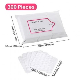 Xerteam Lot de 300 lingettes non pelucheuses pour ongles, lingettes non pelucheuses pour ongles en gel, tampons absorbants no