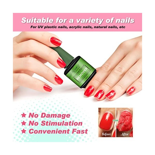 Dissolvant Vernis Semi Permanent, Gel Nail Polish Remover, Enlève Rapidement et Facilement le Vernis à Ongles en Gel Avec Lim