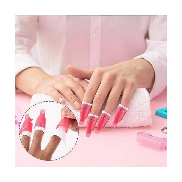 cobee Lot de 20 clips pour retirer le vernis à ongles - Réutilisables - En acrylique - Pour le nail art - Pour enlever le des