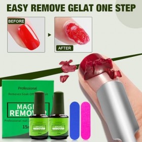 Dissolvant de Vernis à Ongles en Gel, 2 Pièces Dissolvant Vernis Semi Permanent, Gel Remover Vernis Semi Permanent, Remover V