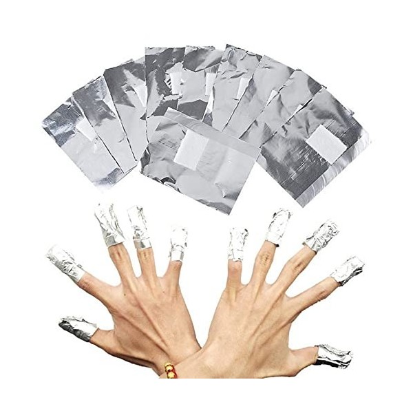 Yoezuo 200pcs Feuille daluminium Dissolvant, Ultra-Minces Papillotes en Aluminium, Papillotes Ongles daluminium pour Retire