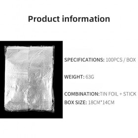 100 Pcs Papillotes en Aluminium, Tampons Dissolvants pour Vernis à Ongles en Aluminium, Feuille daluminium Dissolvant, Papil