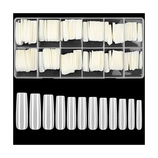 240 Pcs Faux Ongles Transparent, Capsules dOngles Longs, Full Cover Press On Nails, Ongles Ballerine, Bout dOngles Français