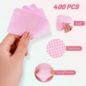 RYMAUP® 400 pièces lingettes pour ongles non pelucheuses tampons dissolvants pour vernis à ongles lingettes pour extensions d
