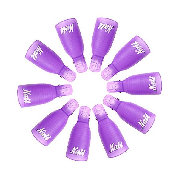 Lot de 10 clips de retrait de vernis à ongles en gel acrylique pour enlever le vernis gel UV des orteils et des doigts rose 